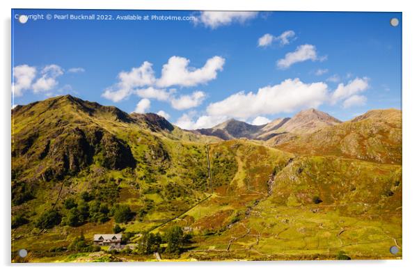 Cwm Dyli and Snowdon Horseshoe Snowdonia Wales Acrylic by Pearl Bucknall