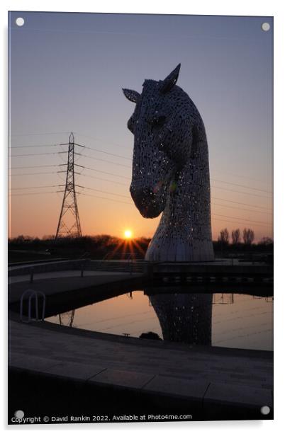 the Kelpies at sunset , the Helix , Falkirk Scotland Acrylic by Photogold Prints