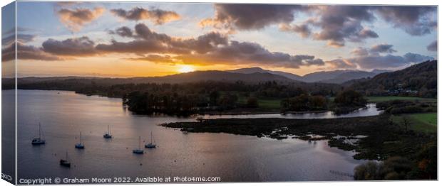 Windermere sunset panorama Canvas Print by Graham Moore