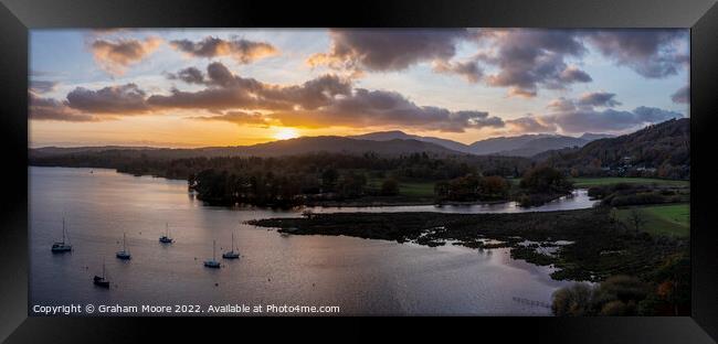 Windermere sunset panorama Framed Print by Graham Moore