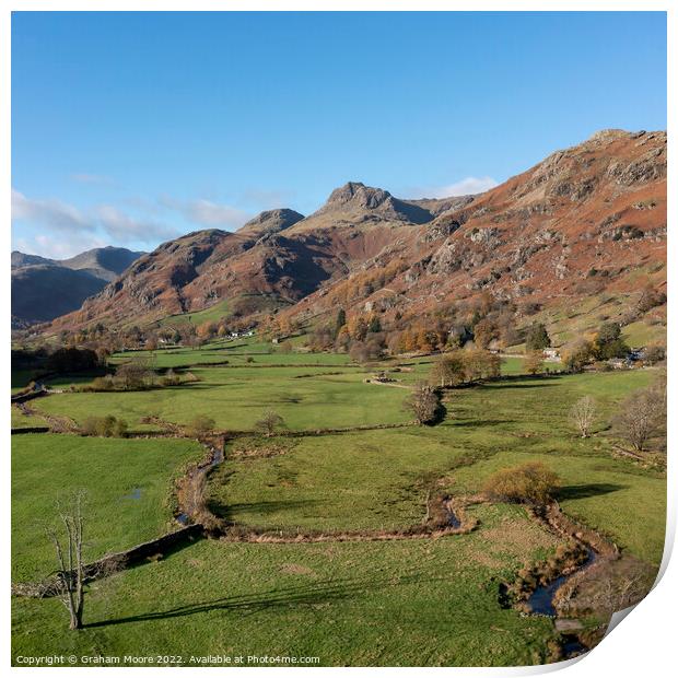 Langdale Pikes square Print by Graham Moore