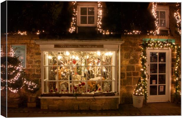 Broadway Christmas Lights Cotswolds Worcestershire Canvas Print by Andy Evans Photos