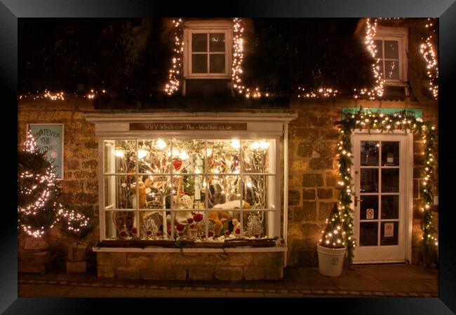 Broadway Christmas Lights Cotswolds Worcestershire Framed Print by Andy Evans Photos