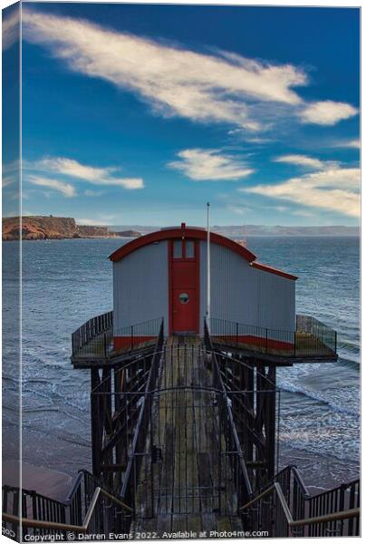 Tenby lifeboat house Canvas Print by Darren Evans