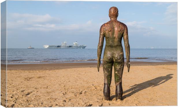 Iron Man looks out towards HMS Queen Elizabeth Canvas Print by Jason Wells