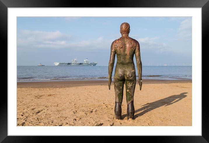 Iron Man looks out towards HMS Queen Elizabeth Framed Mounted Print by Jason Wells