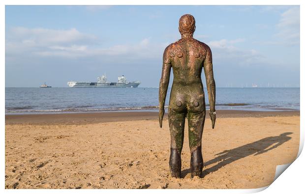 Iron Man looks out towards HMS Queen Elizabeth Print by Jason Wells
