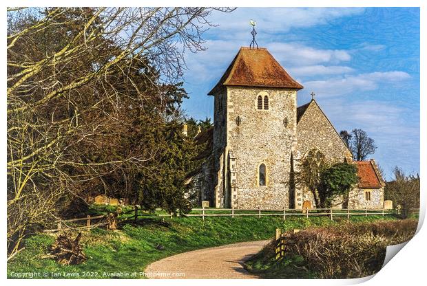 Aldworth Parish Church in Berkshire Print by Ian Lewis
