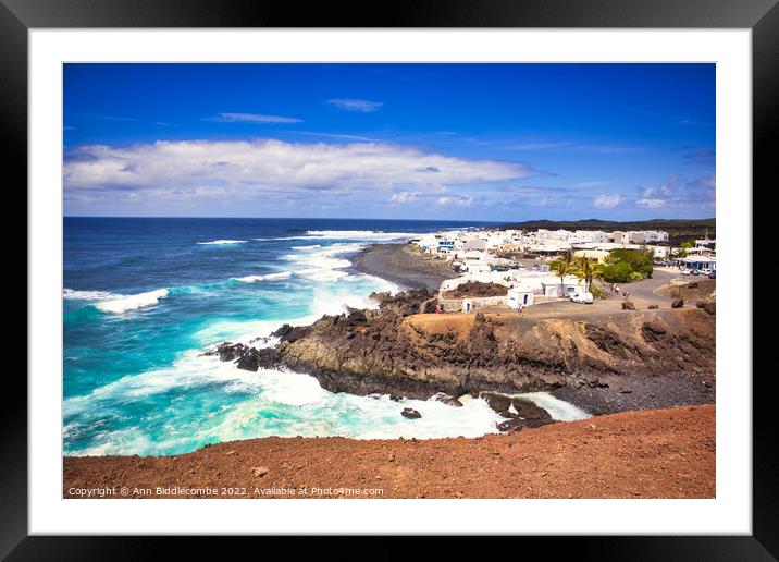 A view of El Golfo in Lanzarote Framed Mounted Print by Ann Biddlecombe