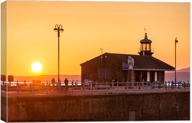 Sunset over the Stone Jetty, Morecambe Canvas Print by Keith Douglas