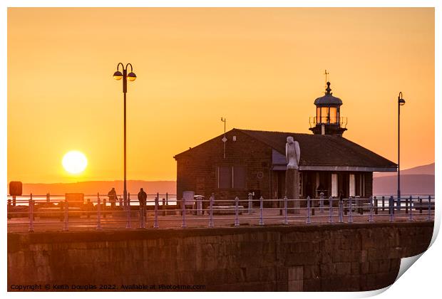 Sunset over the Stone Jetty, Morecambe Print by Keith Douglas