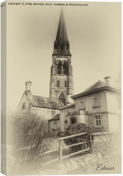 St Peter's Church at Edensor  Canvas Print by philip kennedy