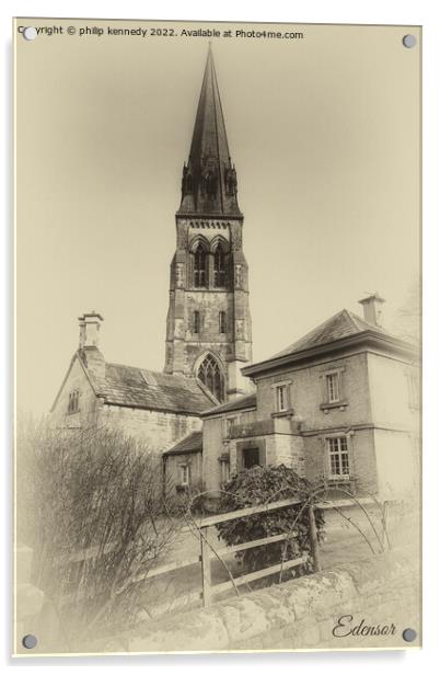 St Peter's Church at Edensor  Acrylic by philip kennedy