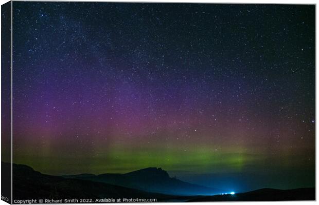 Aurora Borealis from The Storr on Skye. #1 Canvas Print by Richard Smith