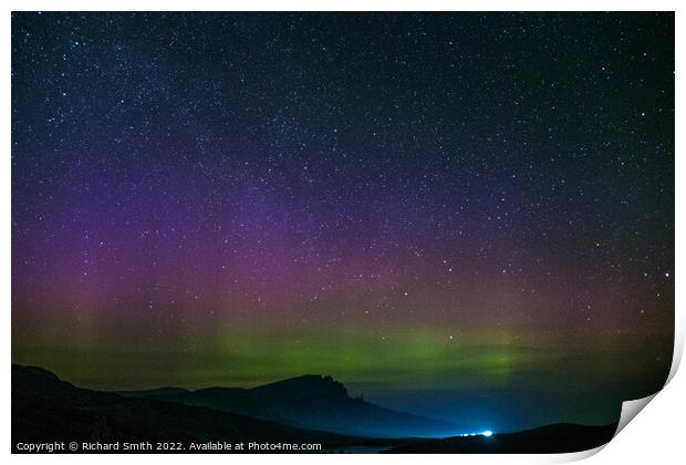 Aurora Borealis from The Storr on Skye. #1 Print by Richard Smith