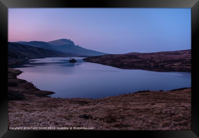 Loch Fada and the Storr after sunset in March. Framed Print by Richard Smith
