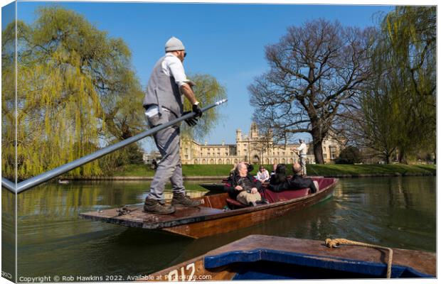 Punting on the Cam  Canvas Print by Rob Hawkins