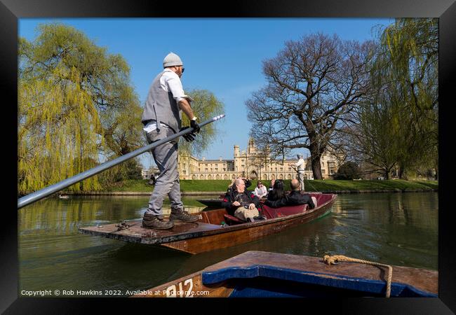 Punting on the Cam  Framed Print by Rob Hawkins
