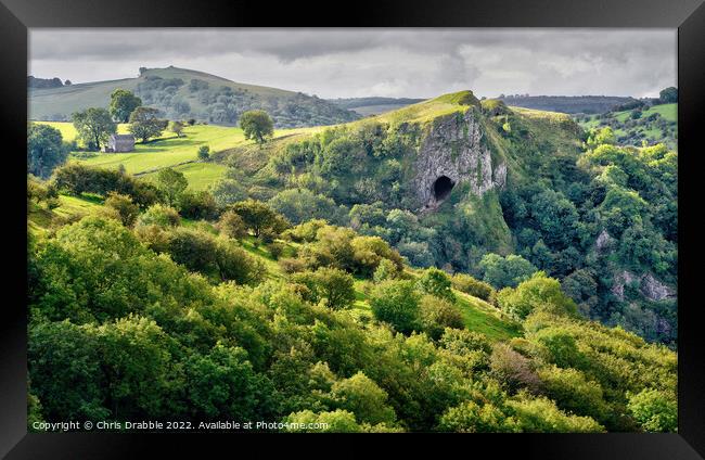 Thor's Cave and the Manifold Valley Framed Print by Chris Drabble