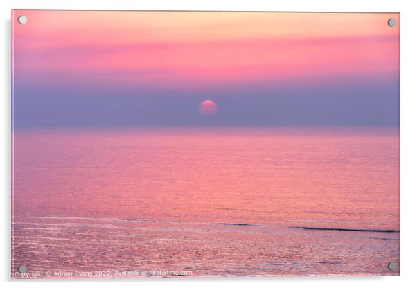 Ocean Sunset Acrylic by Adrian Evans
