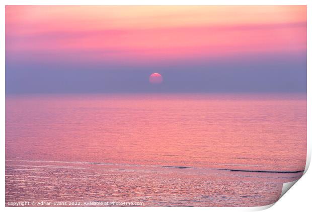 Ocean Sunset Print by Adrian Evans