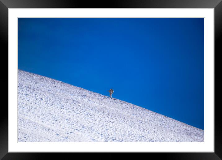 Photographer on a Snowy Mountain Framed Mounted Print by Duncan Loraine