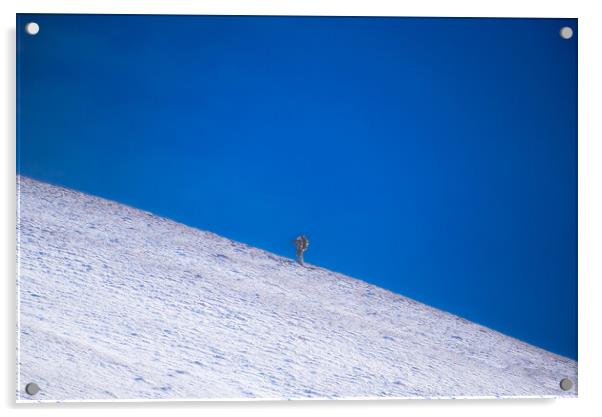 Photographer on a Snowy Mountain Acrylic by Duncan Loraine