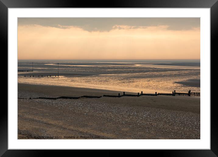 Sunset at Hunstanton beach, North Norfolk Coast Framed Mounted Print by Chris Yaxley
