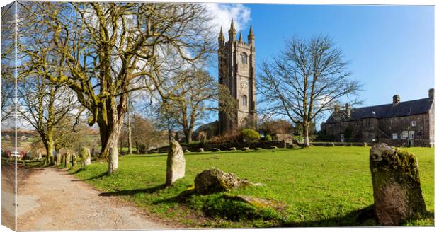 St Pancras, Widecombe in the moor Dartmoor Canvas Print by Maggie McCall