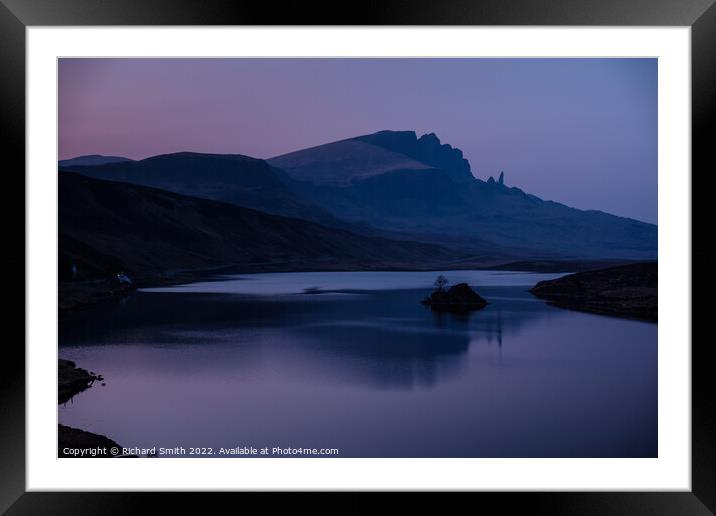 The Storr after sunset reflected in Loch Fada Framed Mounted Print by Richard Smith