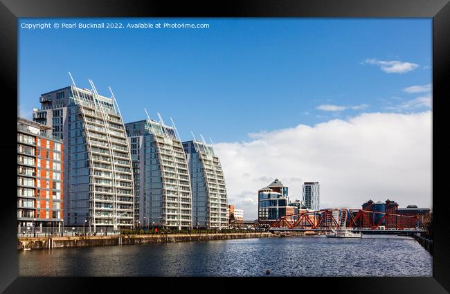 Modern Architecture Salford Quays Manchester Framed Print by Pearl Bucknall