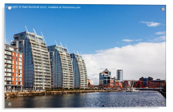Modern Architecture Salford Quays Manchester Acrylic by Pearl Bucknall