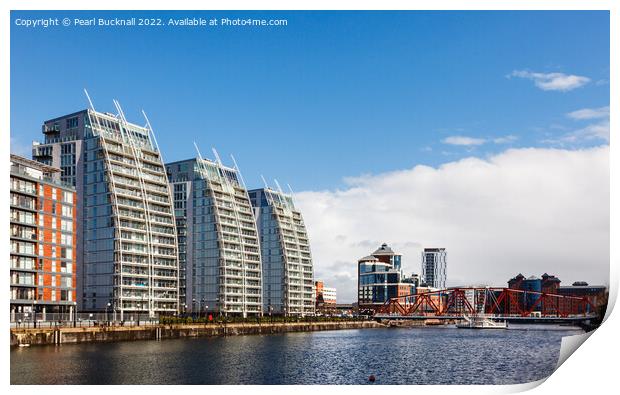 Modern Architecture Salford Quays Manchester Print by Pearl Bucknall