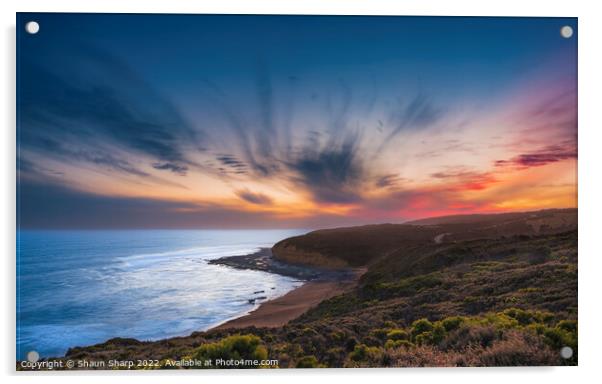Sunset at Bells Beach Acrylic by Shaun Sharp