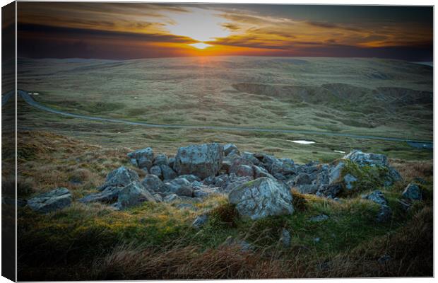 Sunset over the Black Mountains. Canvas Print by Mark Weekes