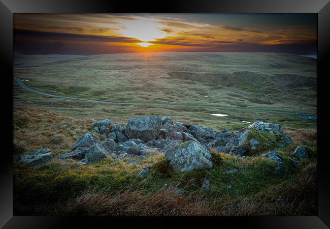 Sunset over the Black Mountains. Framed Print by Mark Weekes