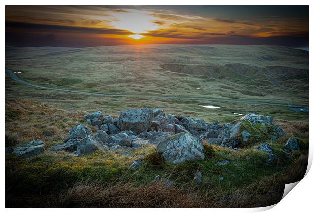 Sunset over the Black Mountains. Print by Mark Weekes