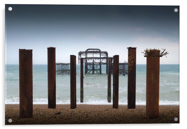 Brighton West Pier, Overcast Acrylic by Mark Jones