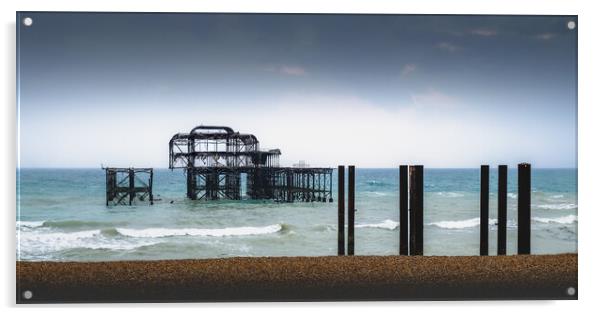 Brighton West Pier, Overcast, Panorama Acrylic by Mark Jones