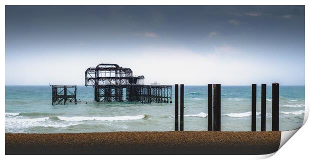 Brighton West Pier, Overcast, Panorama Print by Mark Jones