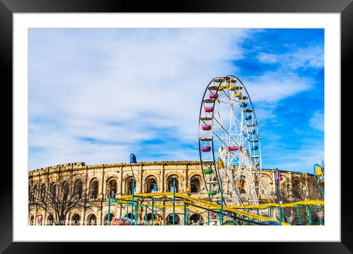 Christmas Amusement Rides  Roman Arena Amphitheatre Nimes Gard F Framed Mounted Print by William Perry