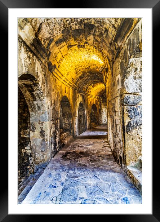 Tunnel Ancient Roman Arena Amphitheatre Nimes Gard France Framed Mounted Print by William Perry
