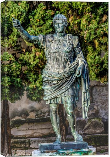 Ancient Roman Gate Augustus Statue Nimes Gard France Canvas Print by William Perry