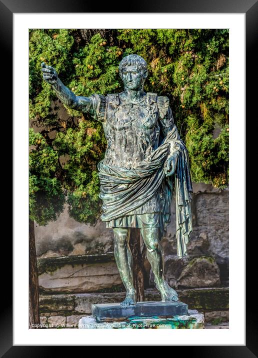 Ancient Roman Gate Augustus Statue Nimes Gard France Framed Mounted Print by William Perry