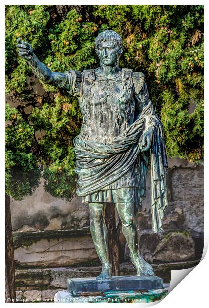 Ancient Roman Gate Augustus Statue Nimes Gard France Print by William Perry