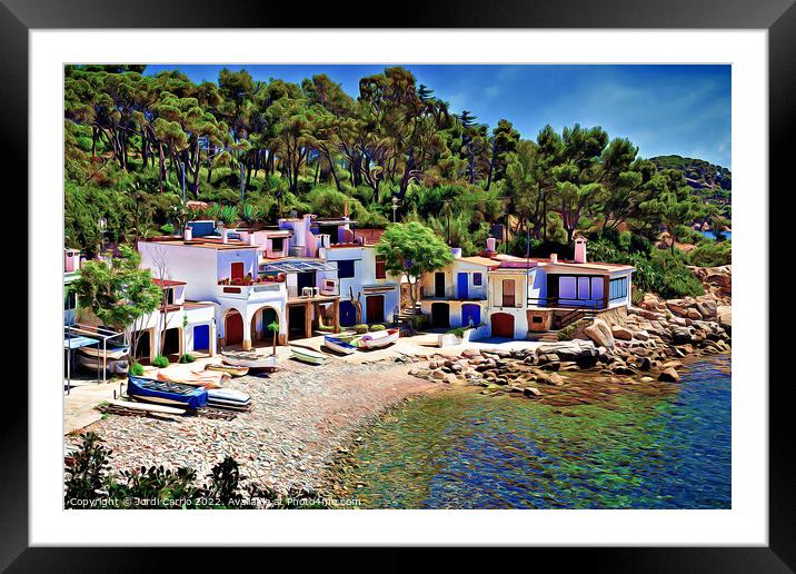 Panoramic view of Cala S'Alguer - C1505-1367-WAT Framed Mounted Print by Jordi Carrio