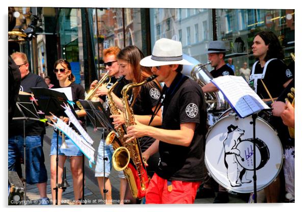 Band of Buskers at Leeds. Acrylic by john hill