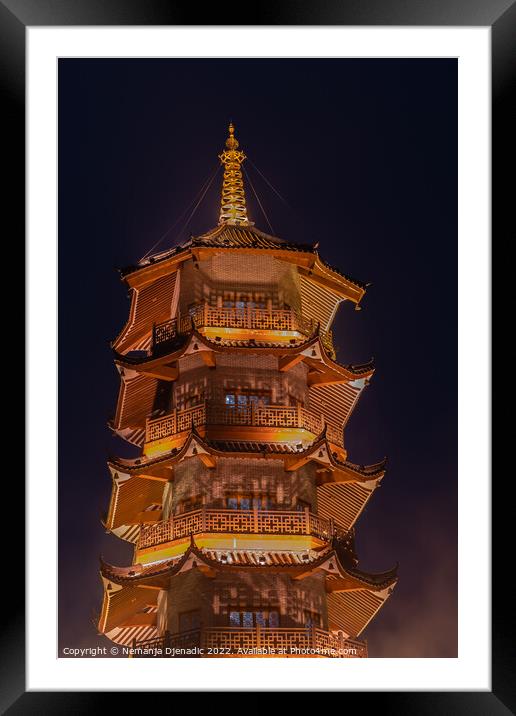 Pagoda in smoke, China Framed Mounted Print by Nemanja Djenadic