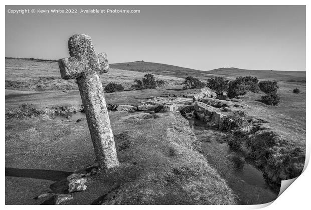 Old stone cross Print by Kevin White