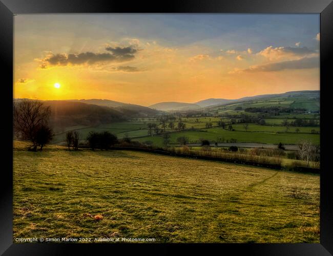 Evening light in South Shropshire Framed Print by Simon Marlow